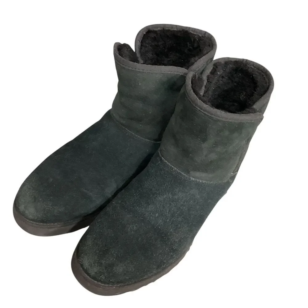 UGG Australia Women's Cory‎ Suede Ankle Sheepskin Boots Size 6 Grey Outdoor